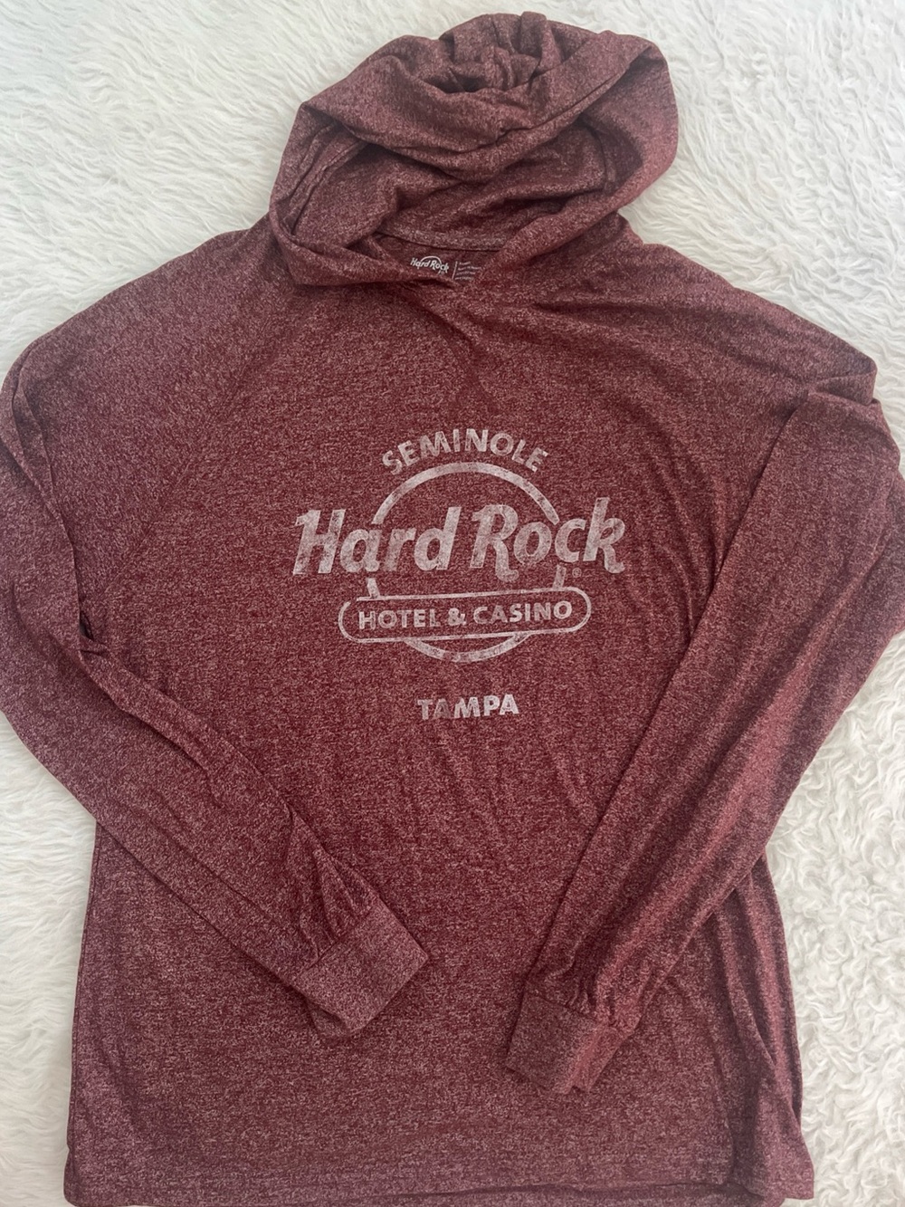 Hard Rock Cafe Maroon Hooded Pullover Sweatshirt